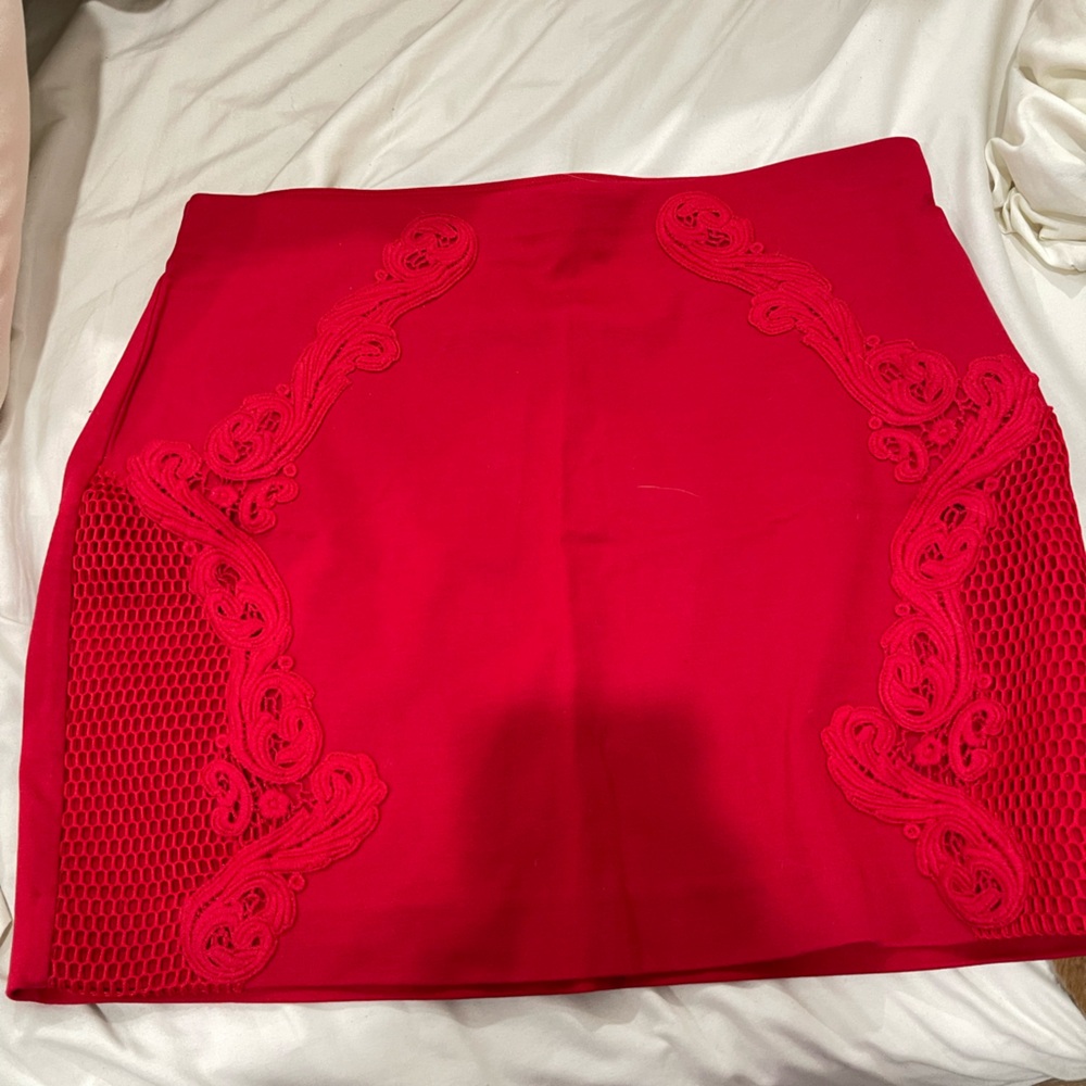 Vintage Express Red Lace mini skirt size L